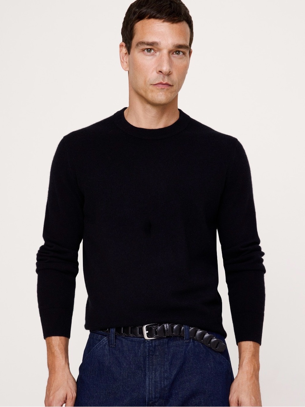 NWT Banana Republic Cashmere Crewneck Black Sweater Sz Large (#817422)
